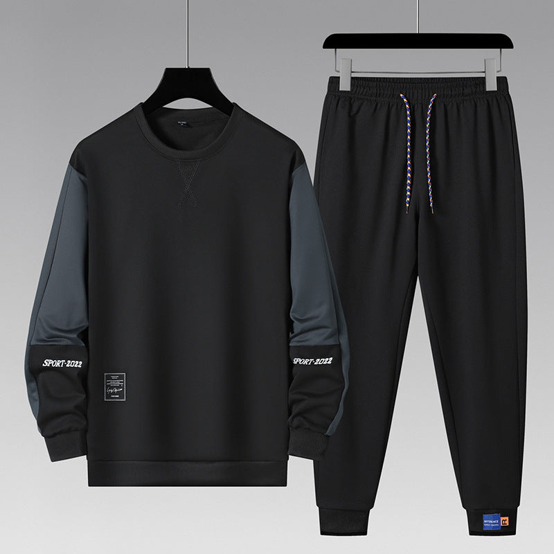 Cross-Border Sports Suit Men's Spring and Autumn Loose Large Size Korean Style Fitness Running Suit Autumn and Winter Thickened and Velvet Two-Piece Set Fit2Great