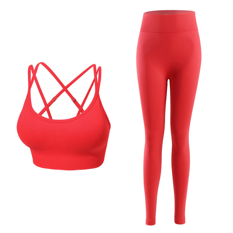 Cross-Back Sports Bra & High-Waist Leggings Fit2Great