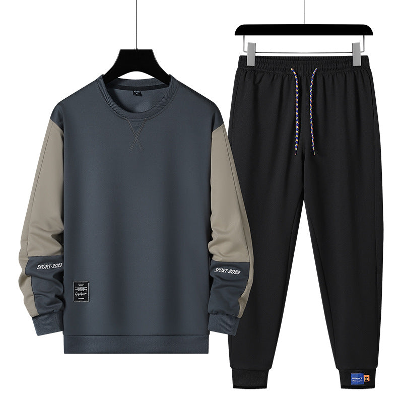 Cross-Border Sports Suit Men's Spring and Autumn Loose Large Size Korean Style Fitness Running Suit Autumn and Winter Thickened and Velvet Two-Piece Set Fit2Great