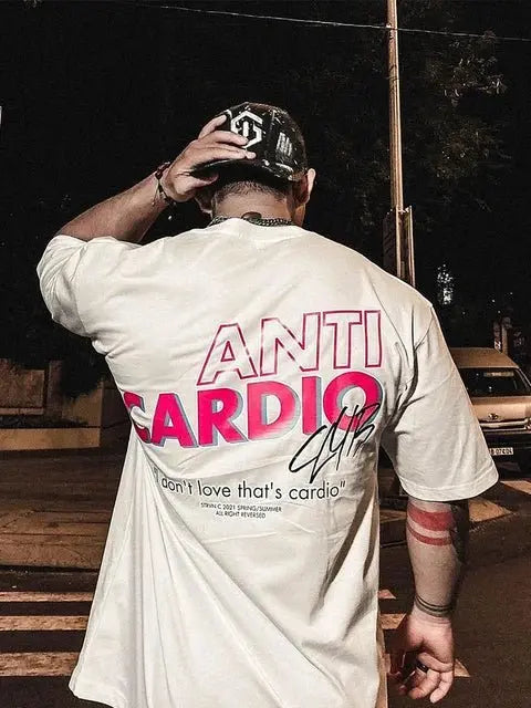 Oversized Fitness T-Shirt – Funny “Anti Cardio” - Fit2Great