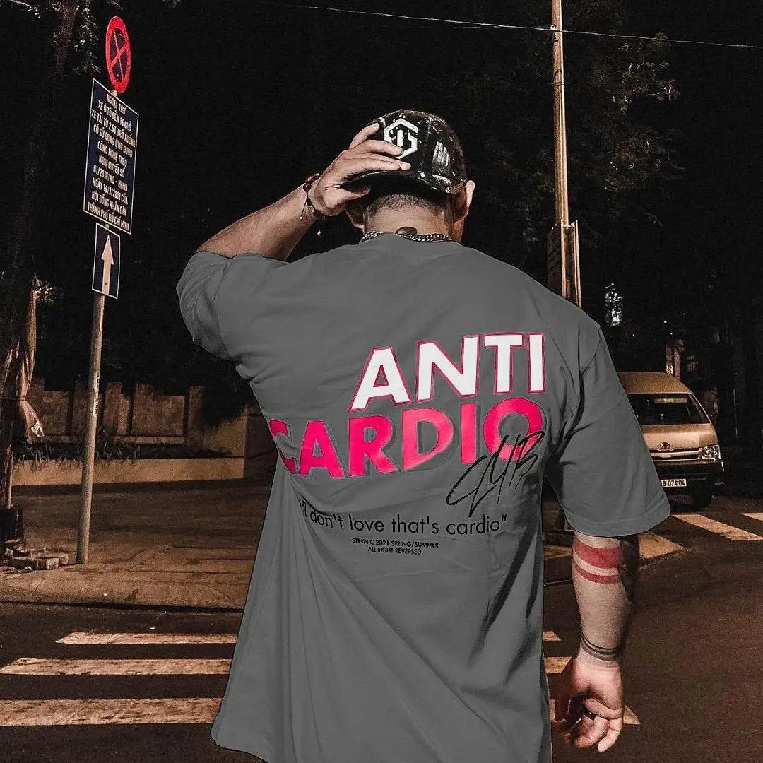 Oversized Fitness T-Shirt – Funny “Anti Cardio” - Fit2Great
