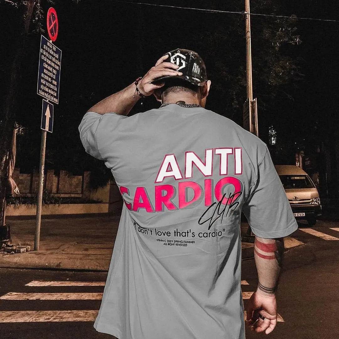 Oversized Fitness T-Shirt – Funny “Anti Cardio” - Fit2Great