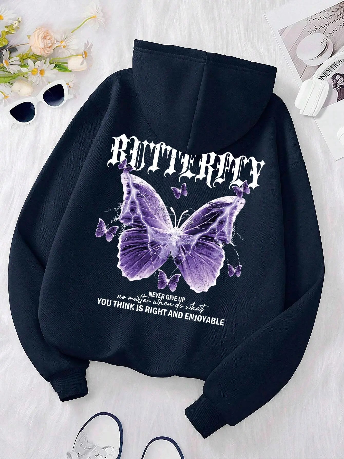 Purple Butterfly Sweatshirt - Fit2Great
