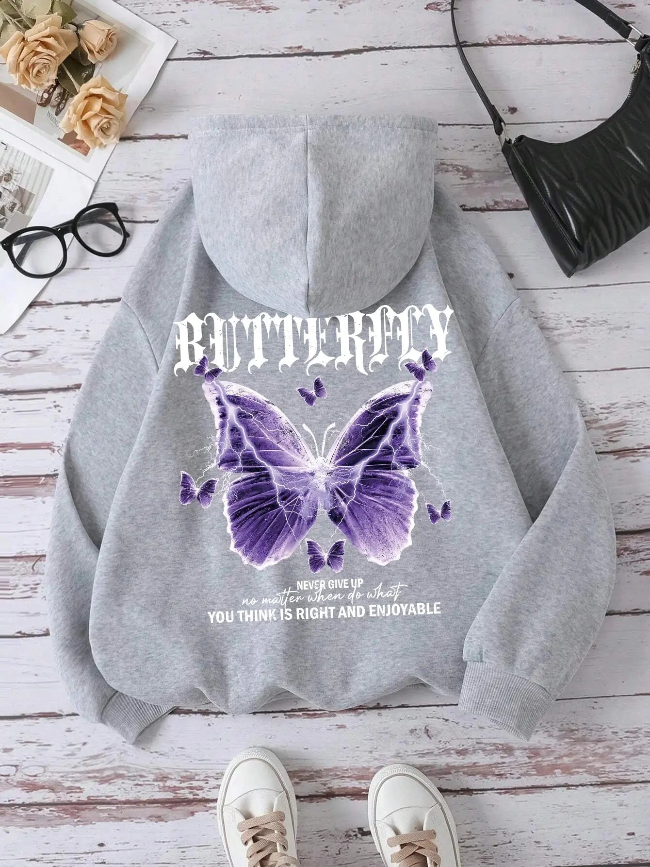 Purple Butterfly Sweatshirt - Fit2Great