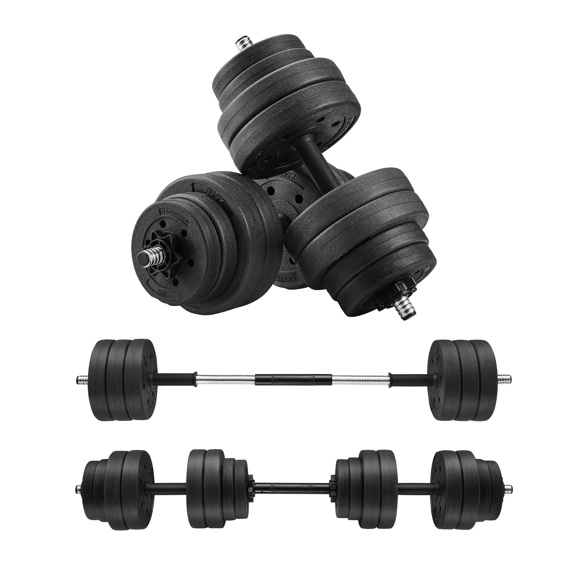 2 × 15 kg Dumbbell Set with Connecting Steel Tube