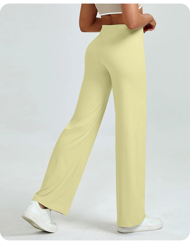 High Waisted Straight Leg Yoga Pants for Women, Naked Feeling Butt Lifting Loose Fit Workout Trousers, Slimming Gym Pants Fit2Great