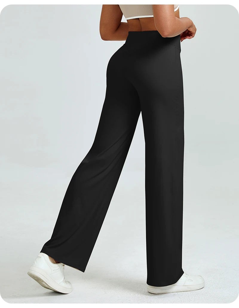High Waisted Straight Leg Yoga Pants for Women, Naked Feeling Butt Lifting Loose Fit Workout Trousers, Slimming Gym Pants Fit2Great