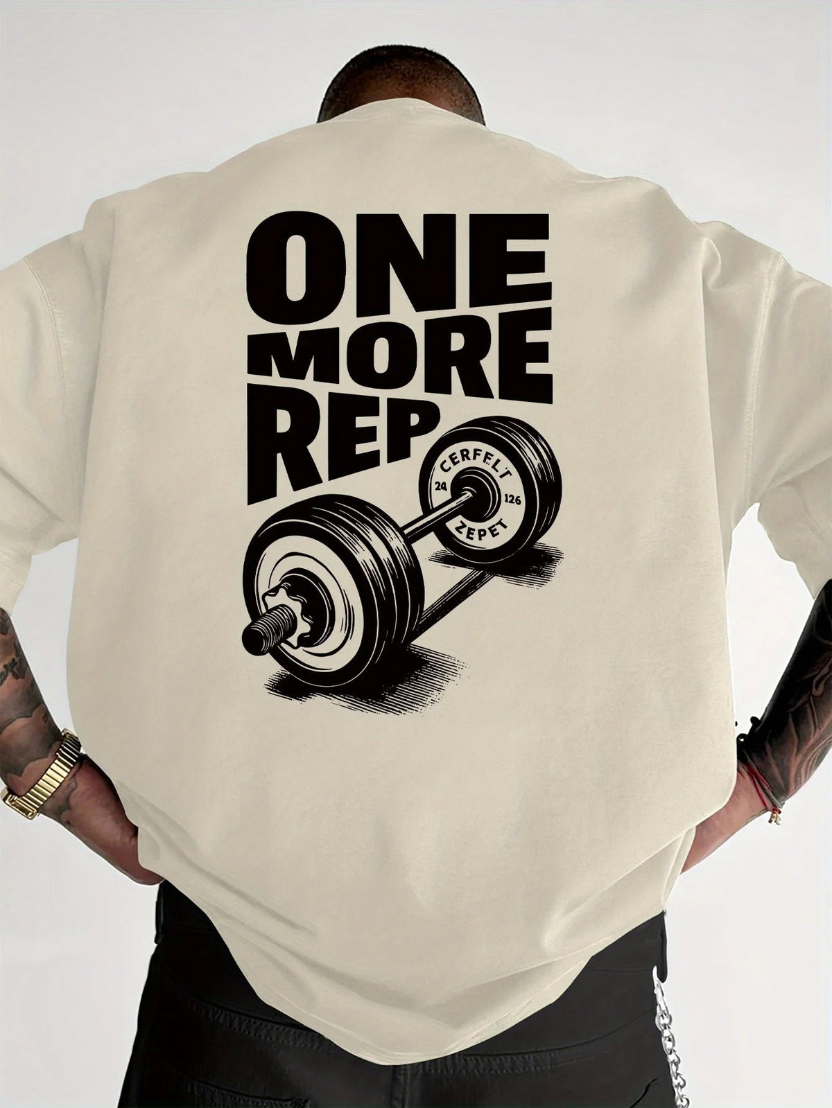 Men's T-Shirt Vintage Funny Gym Workout ONE MORE REP Weightlifting Women Streetwear Cotton Oversized Tees Short Sleeve Loose Top Fit2Great