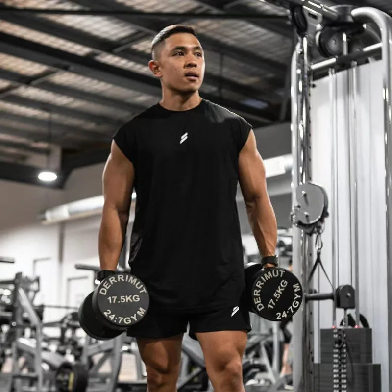 Sleeveless T-shirt Men Quick-drying Fitness Bodybuilding Shirt Male Fashion Basketball Vest Mesh Breathable Summer Gym Tank Men Fit2Great