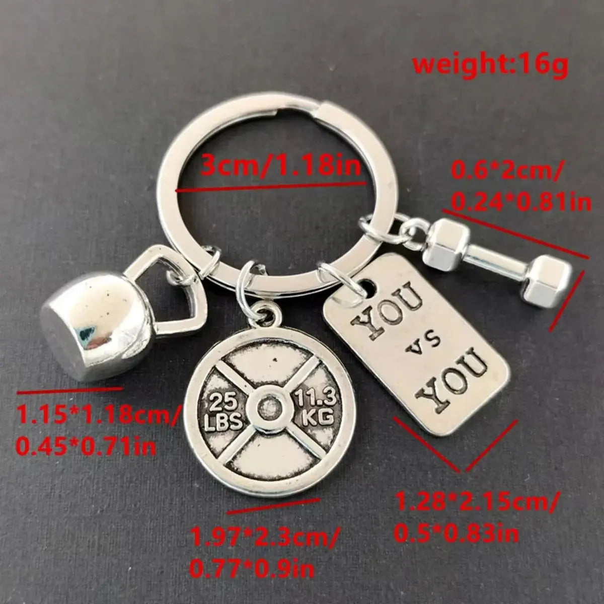 Strength Sports Barbell Dumbbell Charm Weight Fitness With Words Gym Crossfit Gifts Keyring Keychain Car Key Rings For Men Gift Fit2Great