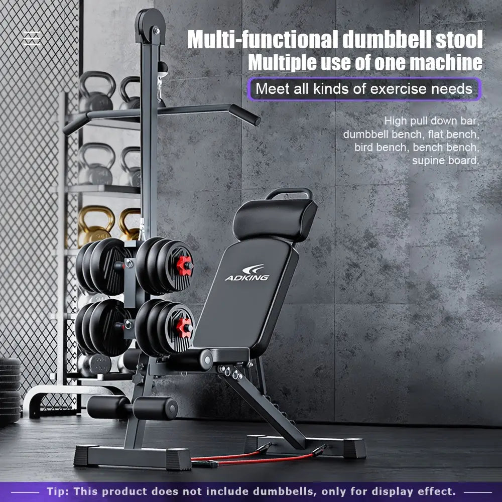 Versatile Home Gym Bench with Pull-Up Bar & Sit-Up Assist - Adjustable, Multi-Functional Fitness Equipment for Full Body Workout (Dumbbells Not Included), High Pull Rod, Bird Bench Fit2Great