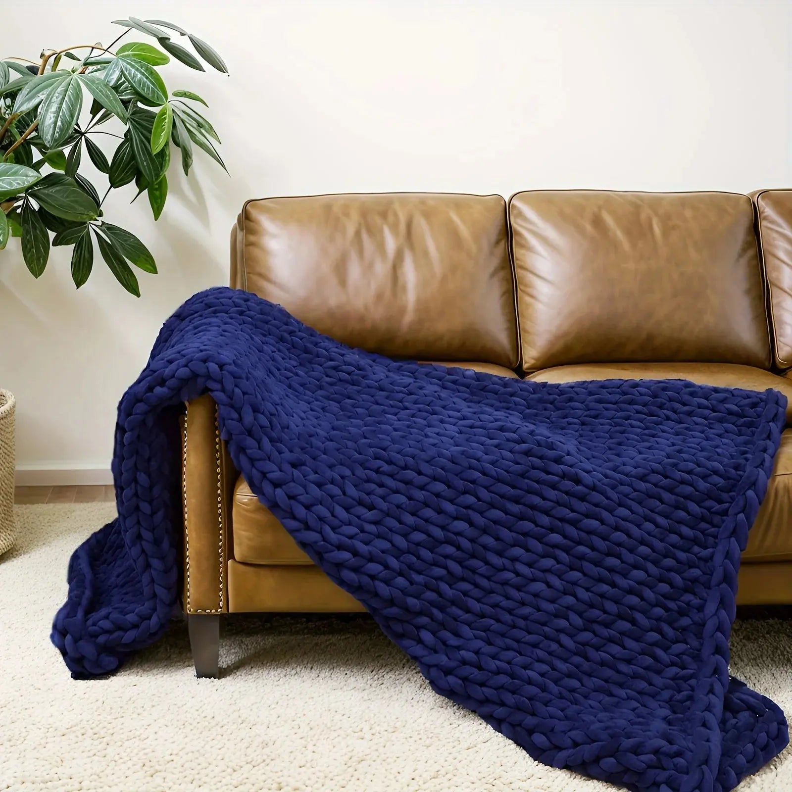 Weighted Knitted Weighted Blanket Queen Size Handmade Minky Chunky Throw Blanket Soft And Breathable Best Gift For Christmas