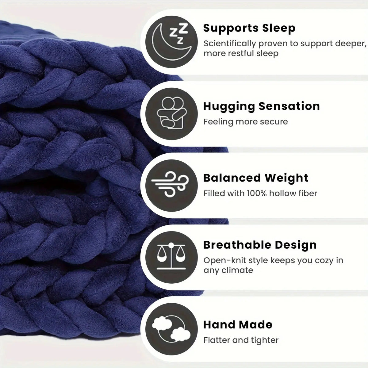 Weighted Knitted Weighted Blanket Queen Size Handmade Minky Chunky Throw Blanket Soft And Breathable Best Gift For Christmas Fit2Great