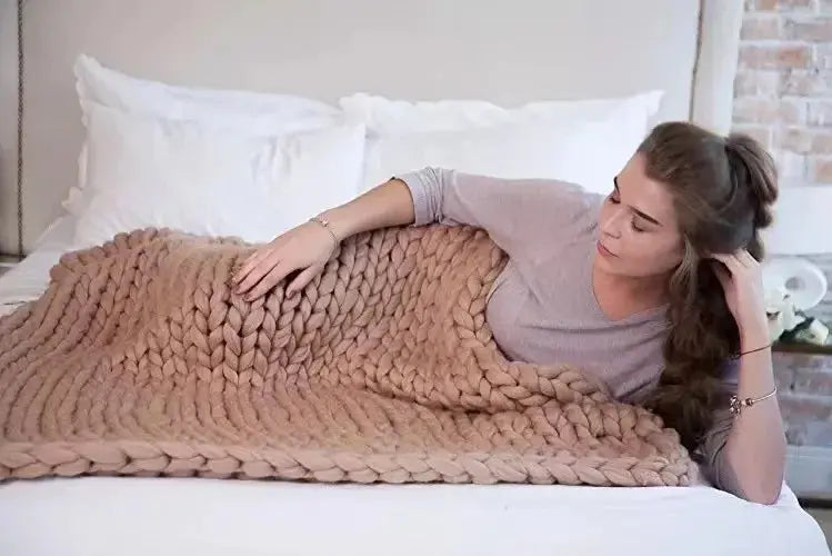 Weighted Knitted Weighted Blanket Queen Size Handmade Minky Chunky Throw Blanket Soft And Breathable Best Gift For Christmas Fit2Great