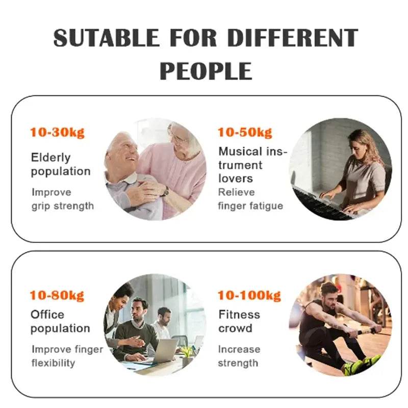 Fit2Great Adjustable 5–100kg Grip Strength Trainer – Hand & Forearm Workout Tool - Fit2Great