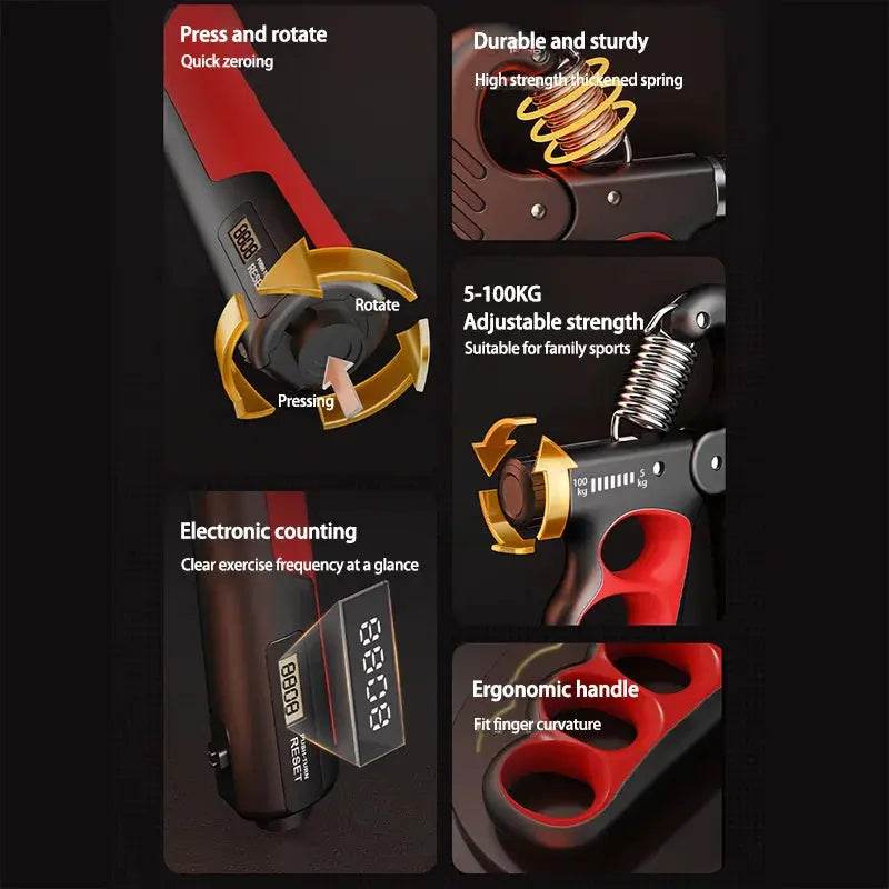 Fit2Great Adjustable 5–100kg Grip Strength Trainer – Hand & Forearm Workout Tool - Fit2Great