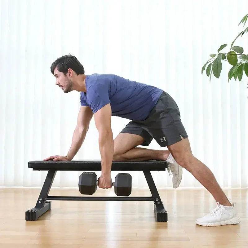 Flat Weight Bench with Dumbbell Rack – Heavy-Duty Steel Frame - Fit2Great
