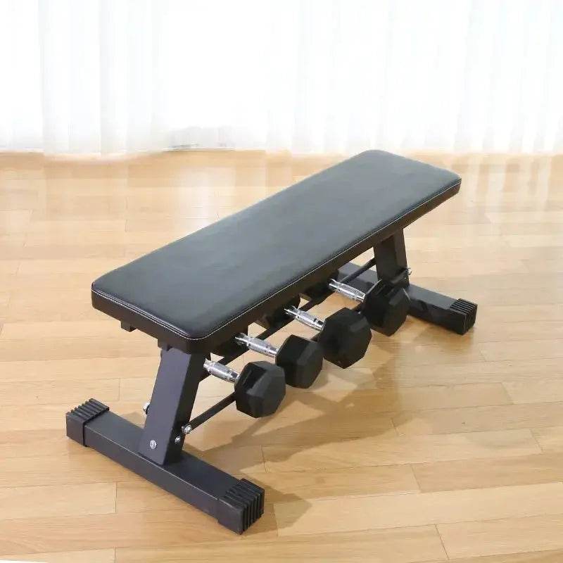 Flat Weight Bench with Dumbbell Rack – Heavy-Duty Steel Frame - Fit2Great