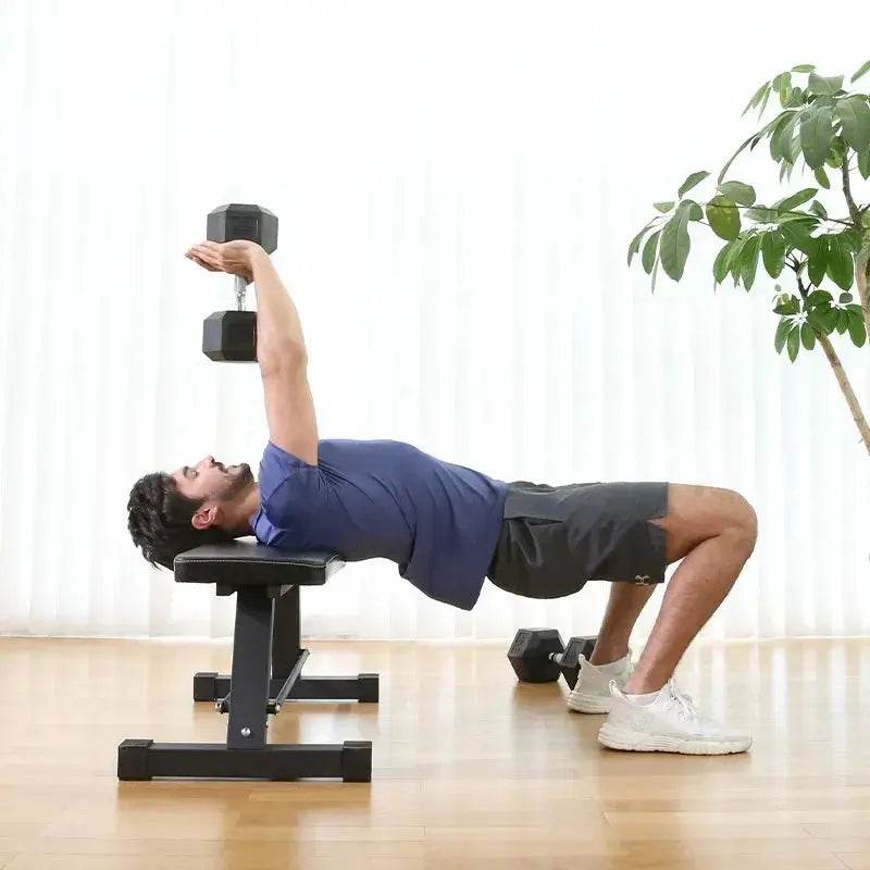 Flat Weight Bench with Dumbbell Rack – Heavy-Duty Steel Frame - Fit2Great