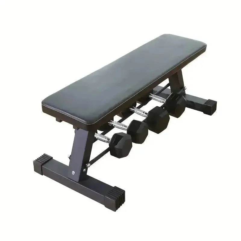 Flat Weight Bench with Dumbbell Rack – Heavy-Duty Steel Frame - Fit2Great