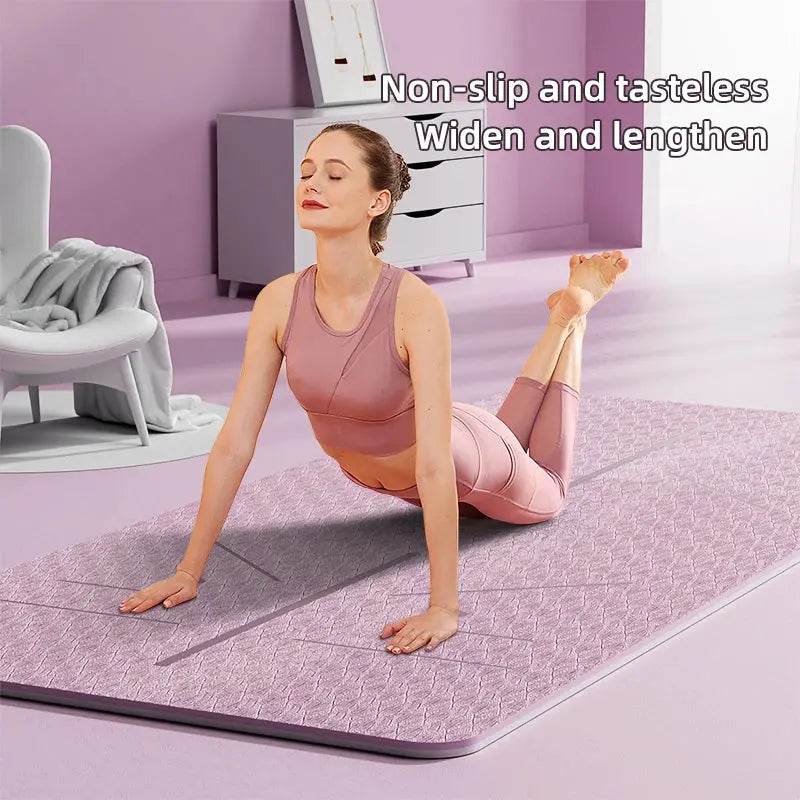 Position Line Yoga Mat – Double-Sided Non-Slip, 6mm Thick & Portable - Fit2Great