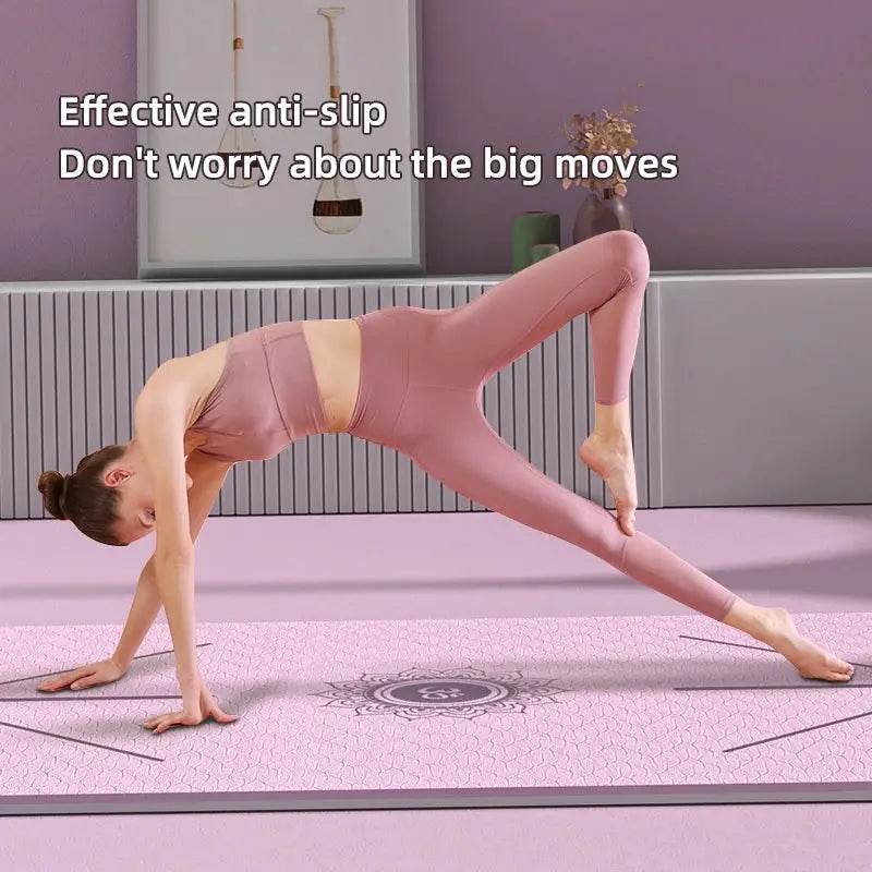 Position Line Yoga Mat – Double-Sided Non-Slip, 6mm Thick & Portable - Fit2Great