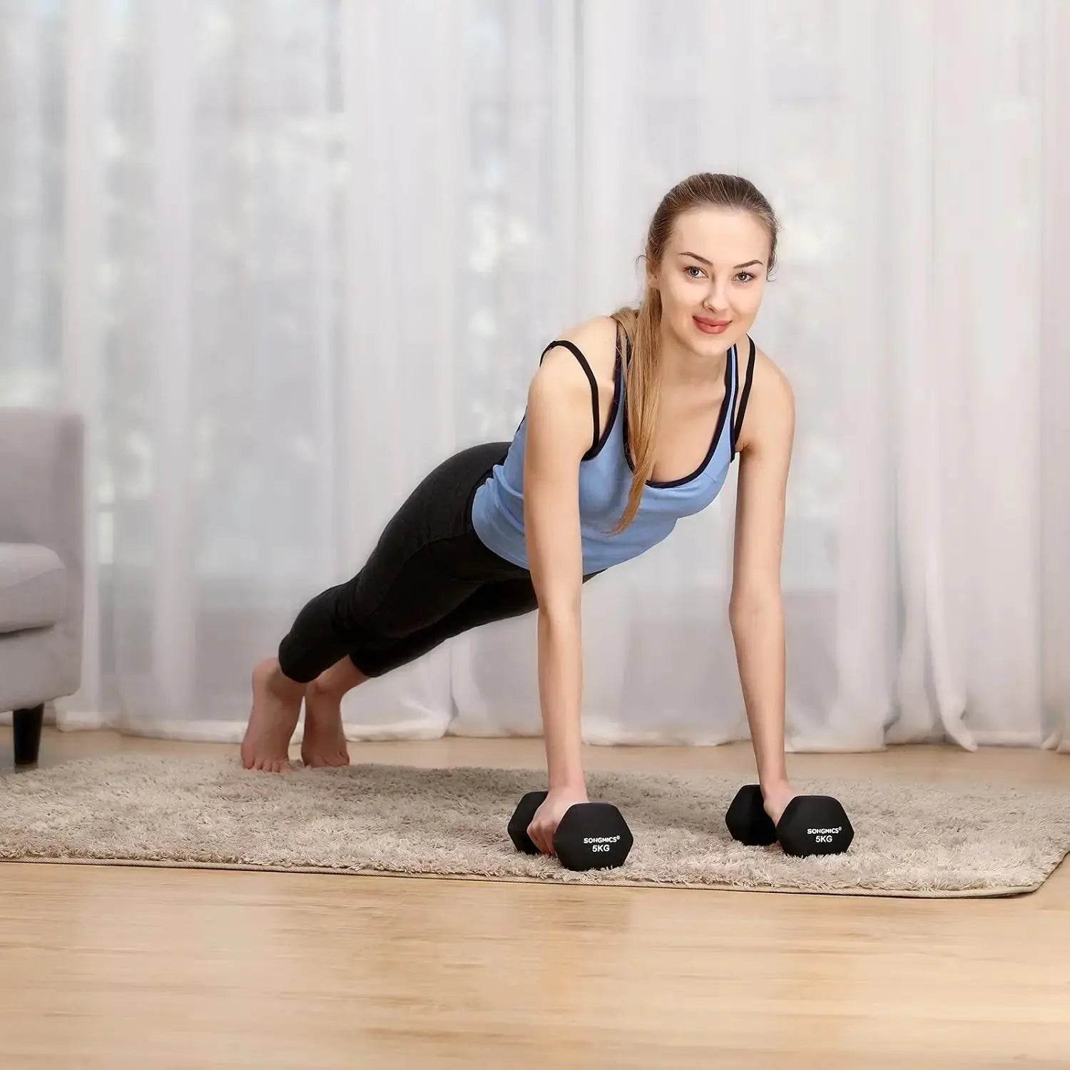 Short Dumbbells Set of 2 – 2x5kg Cast Iron with Non-Slip Grip - Fit2Great