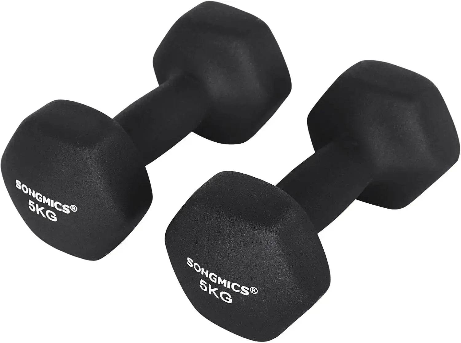 Short Dumbbells Set of 2 – 2x5kg Cast Iron with Non-Slip Grip - Fit2Great