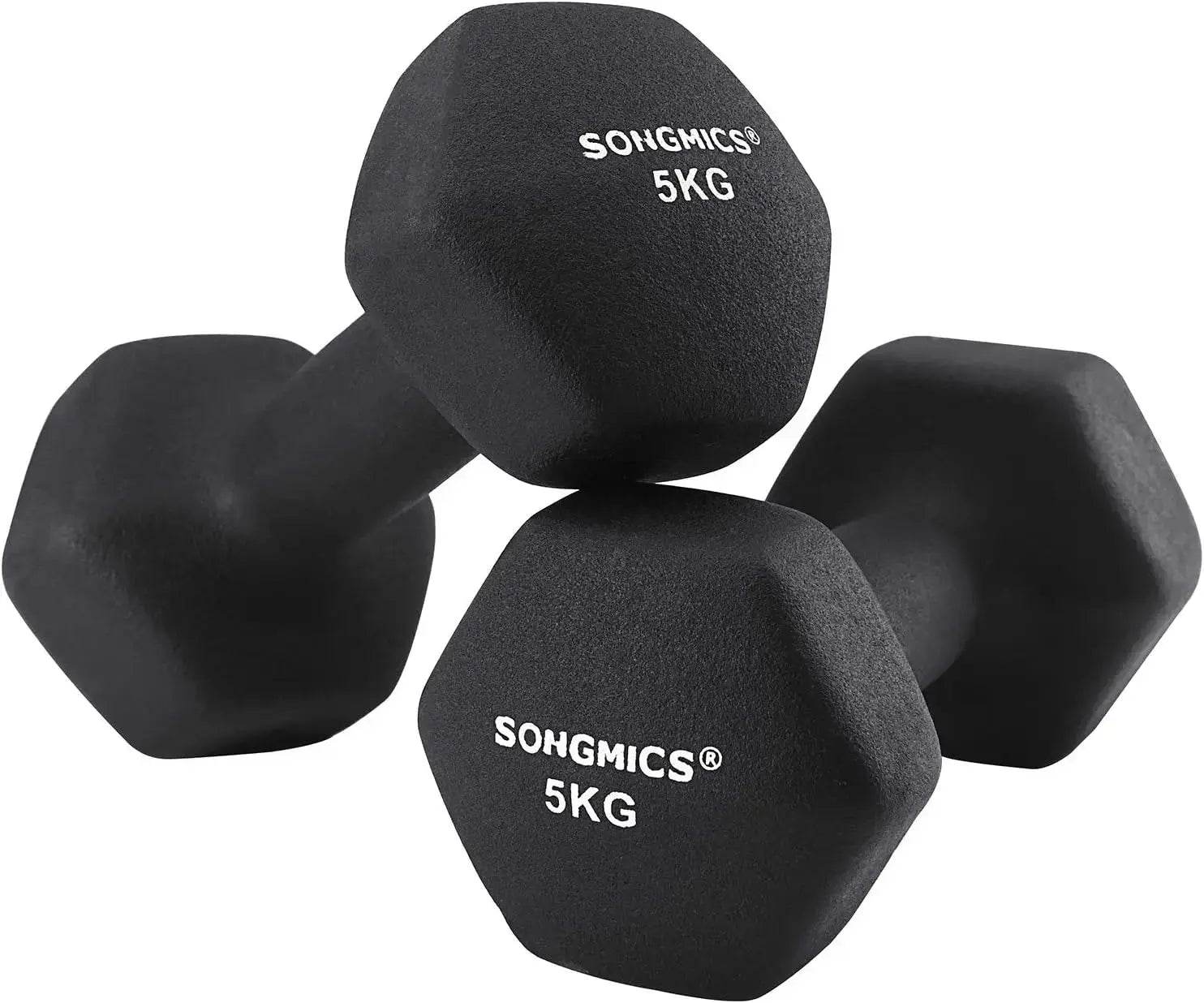 Short Dumbbells Set of 2 – 2x5kg Cast Iron with Non-Slip Grip - Fit2Great