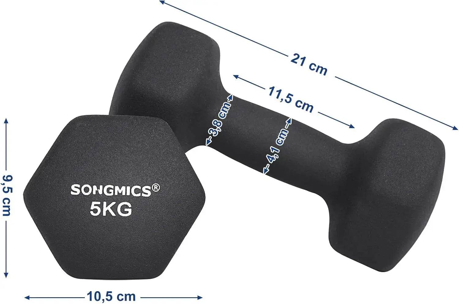 Short Dumbbells Set of 2 – 2x5kg Cast Iron with Non-Slip Grip - Fit2Great